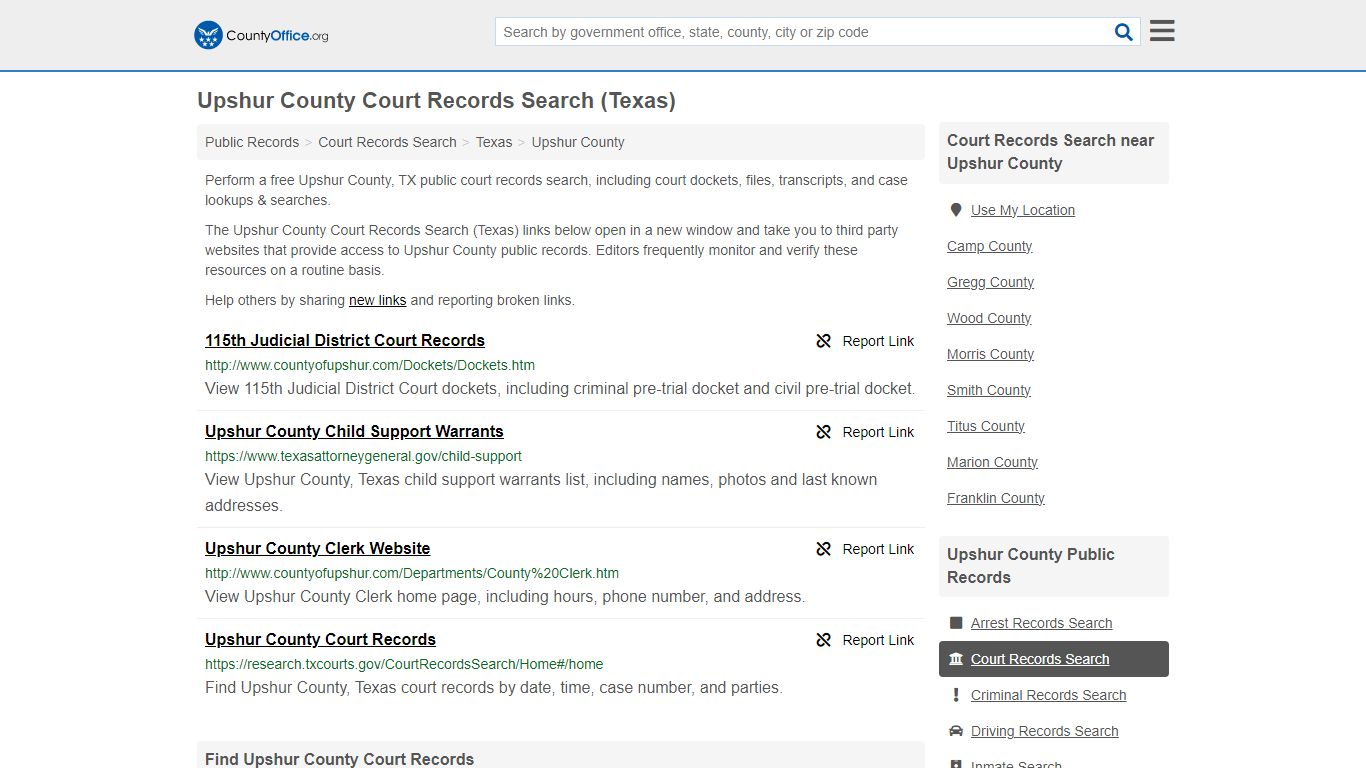 Upshur County Court Records Search (Texas) - County Office